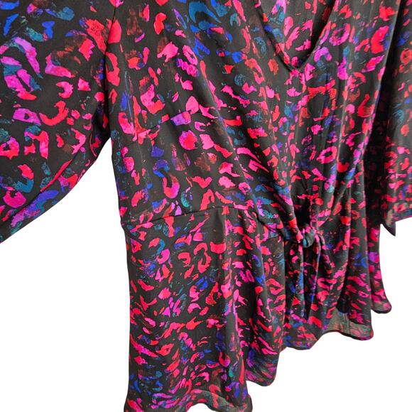 Torrid Georgette Tie Front Blouse Leopard Print Sz 2X Mob Wife Brunch Date Night - Picture 6 of 11